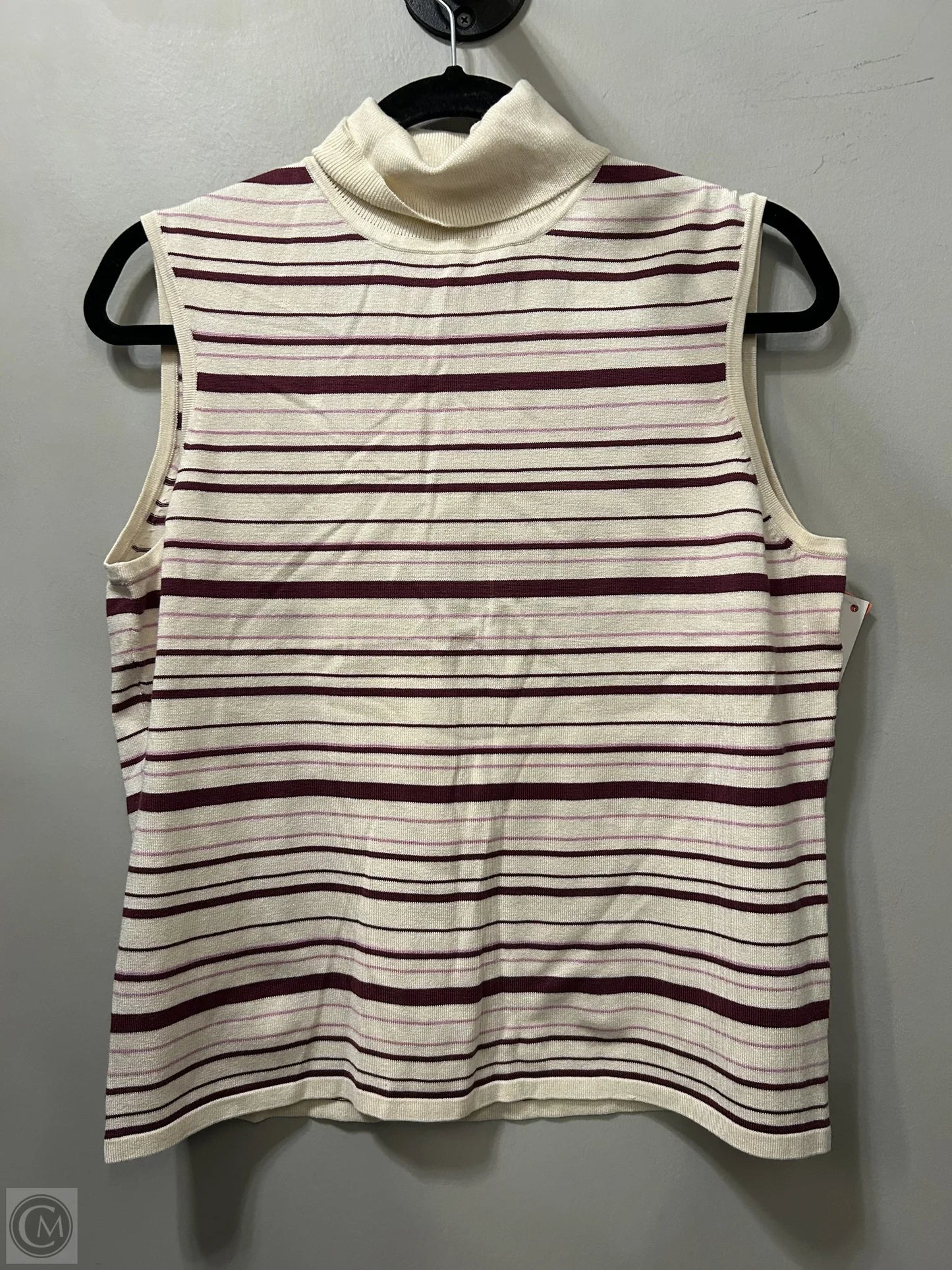 Sweater Short Sleeve By Pendleton In Cream & Red, Size: L