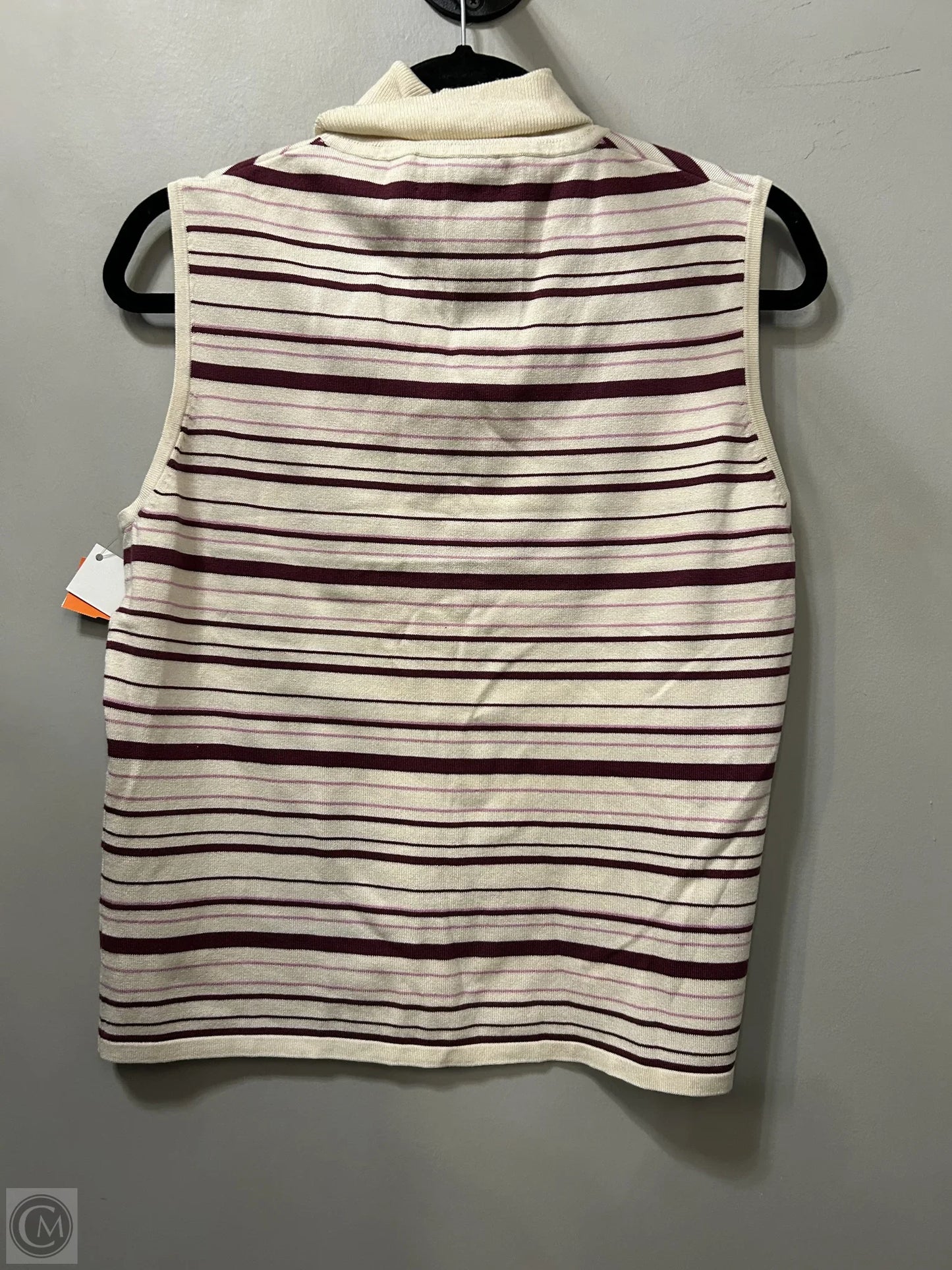 Sweater Short Sleeve By Pendleton In Cream & Red, Size: L