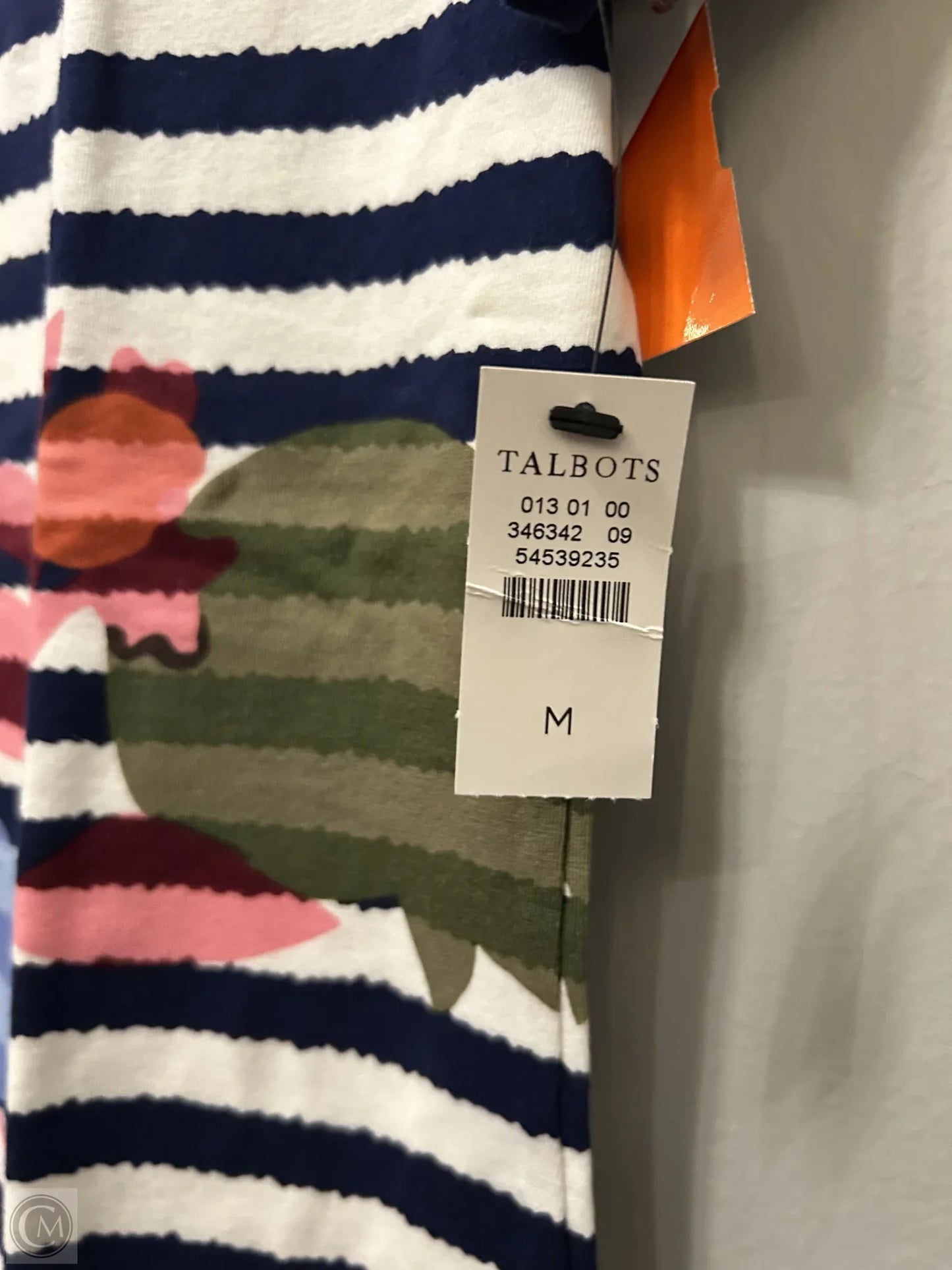 Top Short Sleeve By Talbots In Blue & White, Size: M