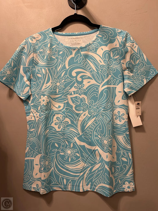 Top Short Sleeve By Talbots In Blue & White, Size: M