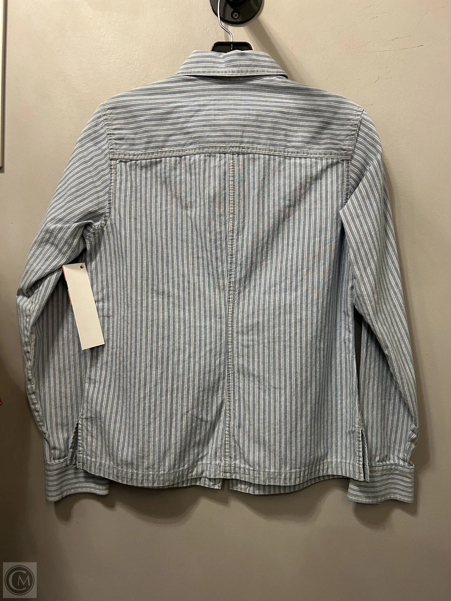 Top Long Sleeve By Eddie Bauer In Blue & White, Size: Xs