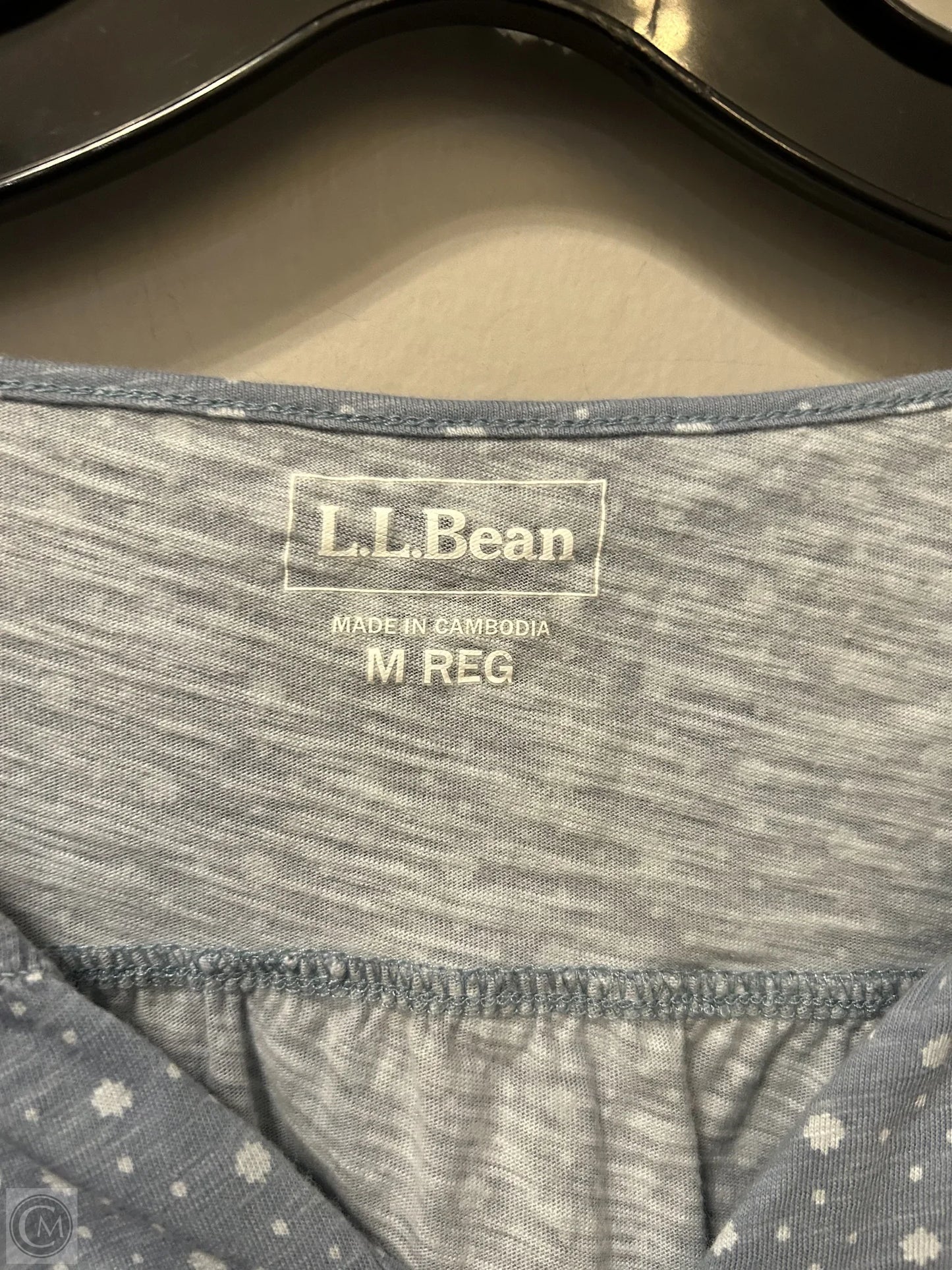 Top Short Sleeve By L.l. Bean In Blue & White, Size: M