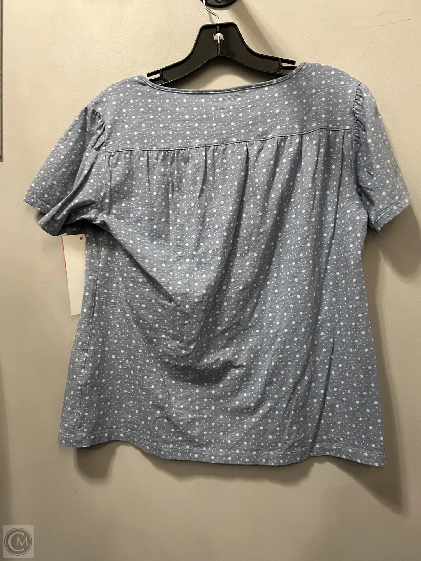 Top Short Sleeve By L.l. Bean In Blue & White, Size: M
