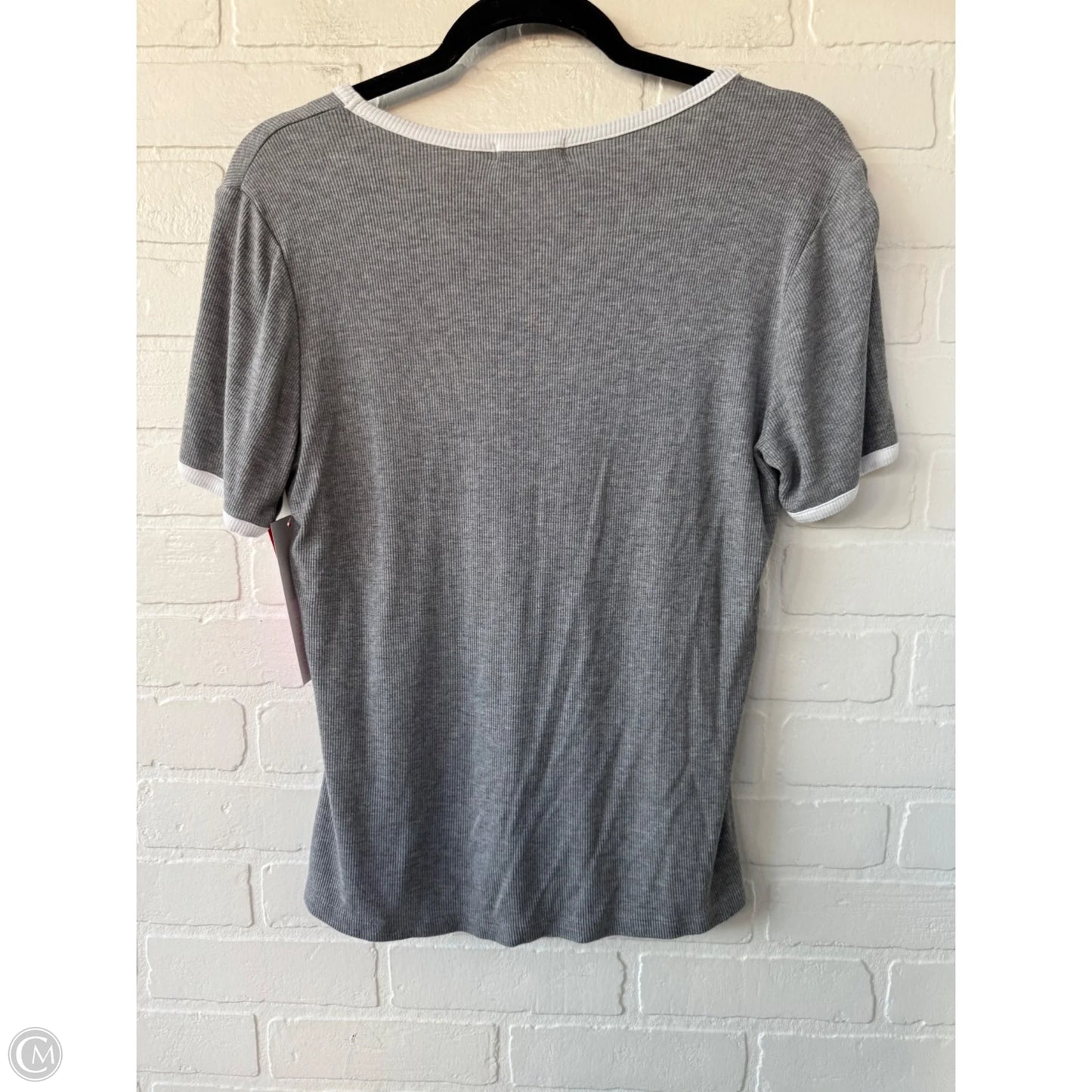 Top Short Sleeve By Threads 4 Thought In Grey & White, Size: L