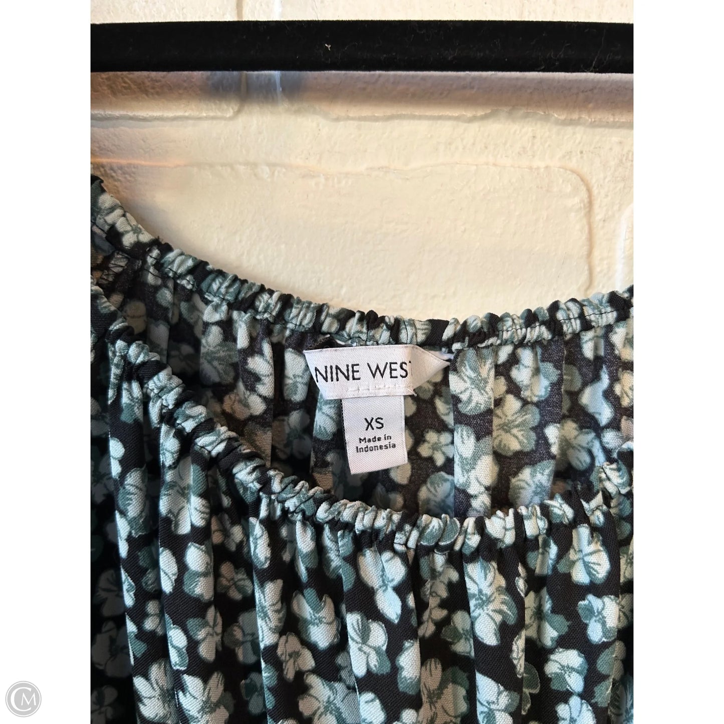 Top Long Sleeve By Nine West In Black & Green, Size: Xs