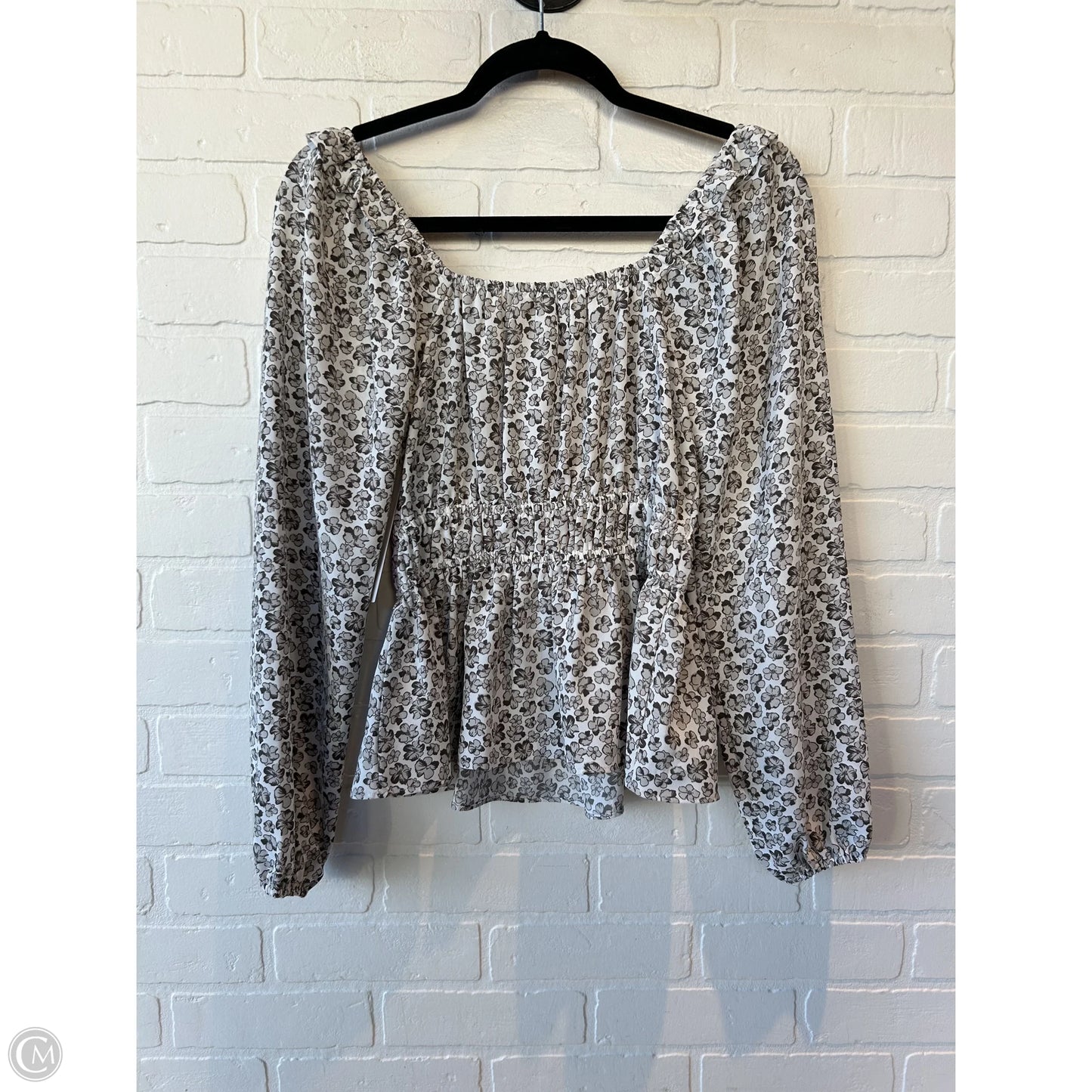 Top Long Sleeve By Nine West In Grey & White, Size: Xs