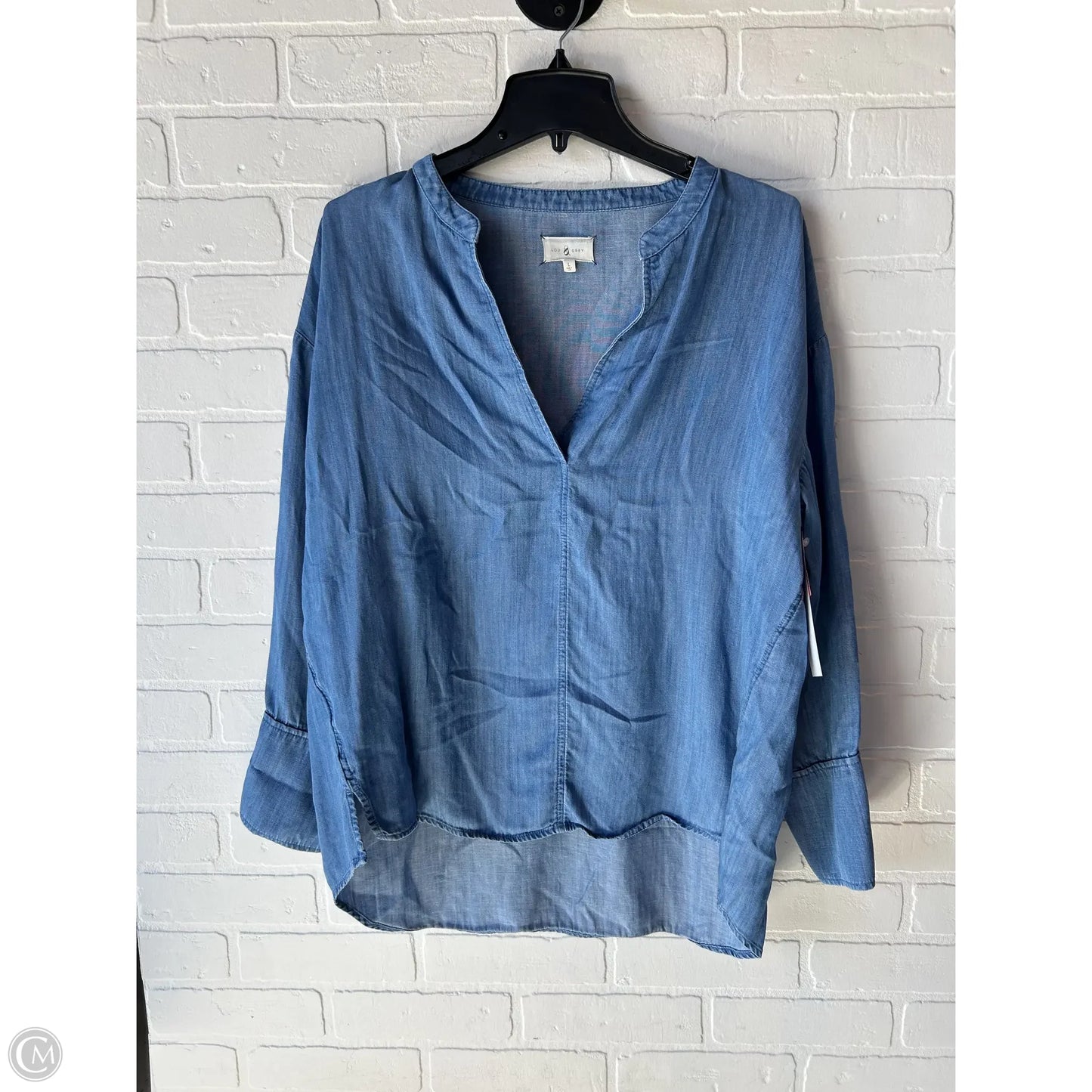 Top Long Sleeve By Lou And Grey In Blue Denim, Size: L