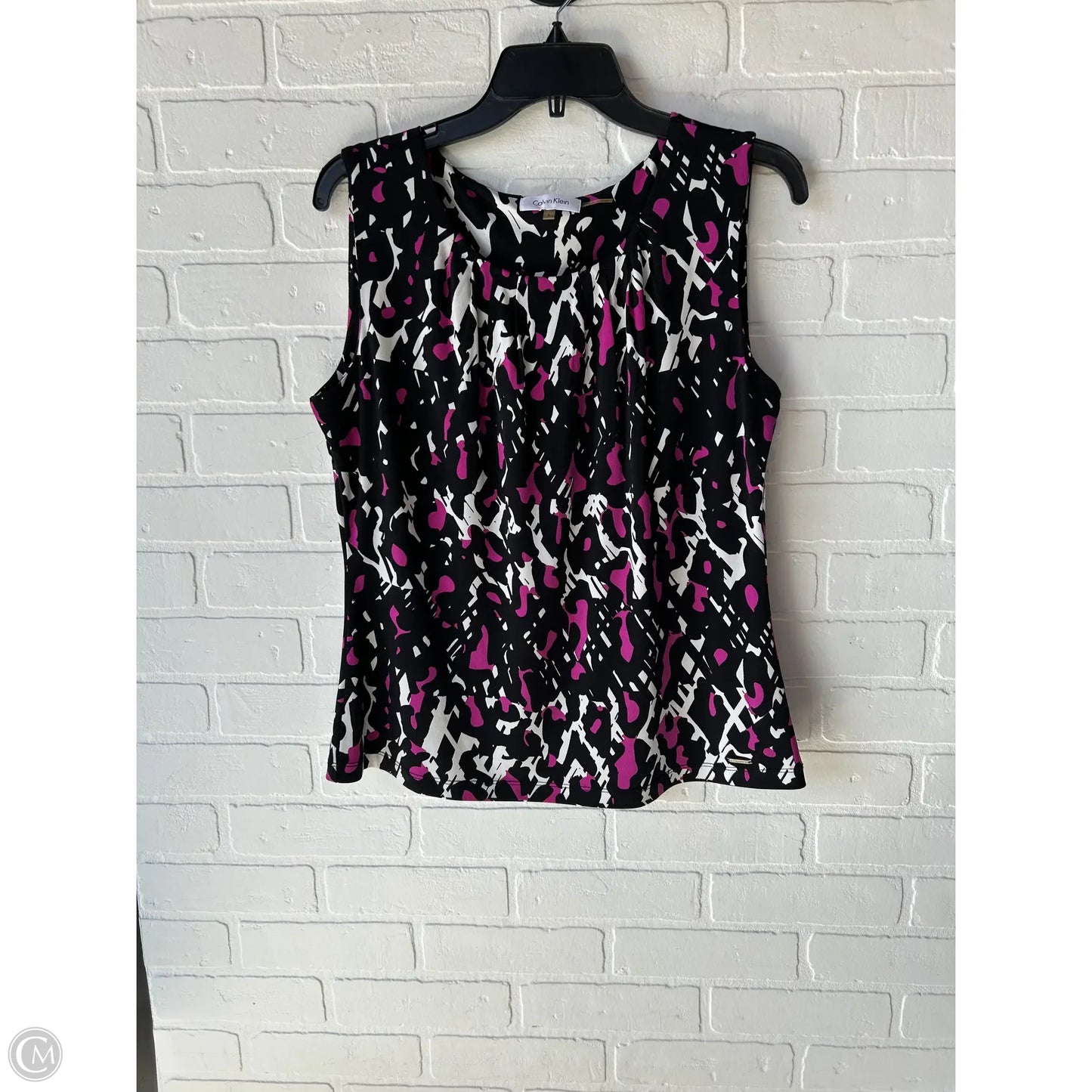 Top Sleeveless By Calvin Klein In Black & Pink, Size: L