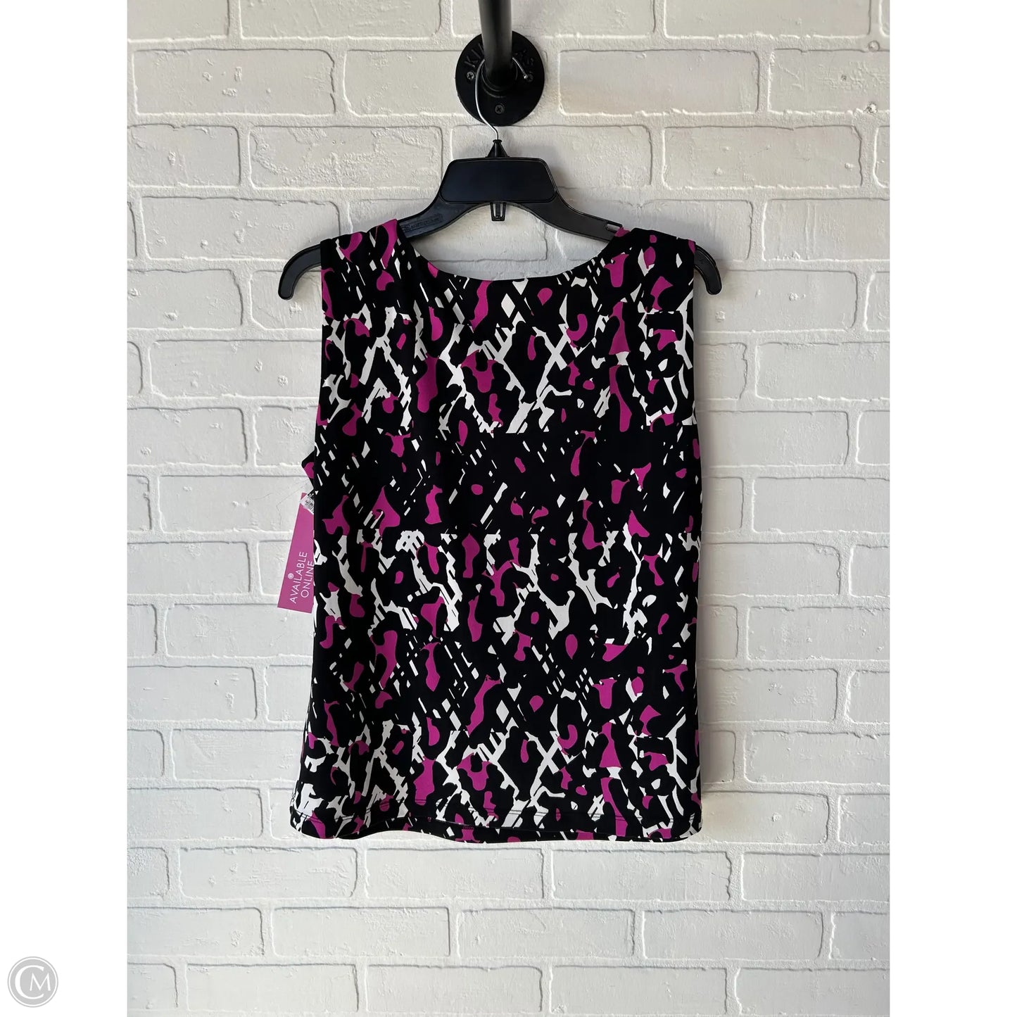 Top Sleeveless By Calvin Klein In Black & Pink, Size: L