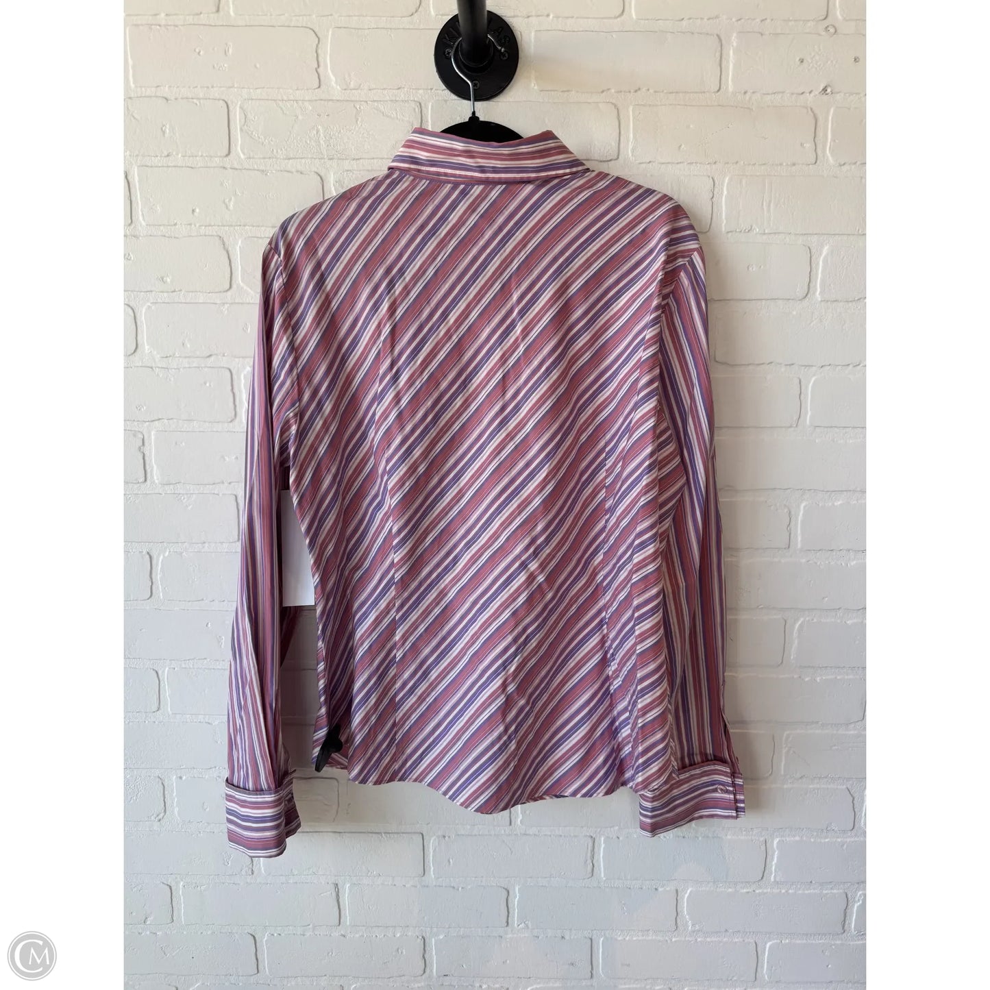 Top Long Sleeve Designer By Lafayette 148 In Pink & White, Size: Xl