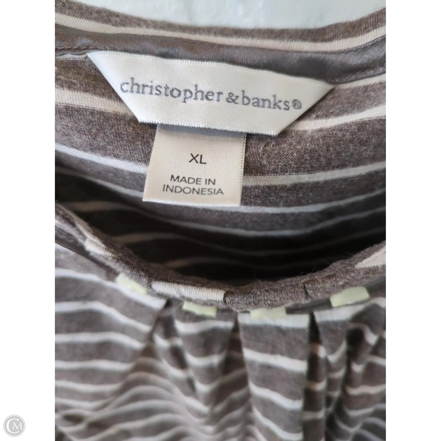 Top 3/4 Sleeve By Christopher And Banks In Brown & Cream, Size: Xl