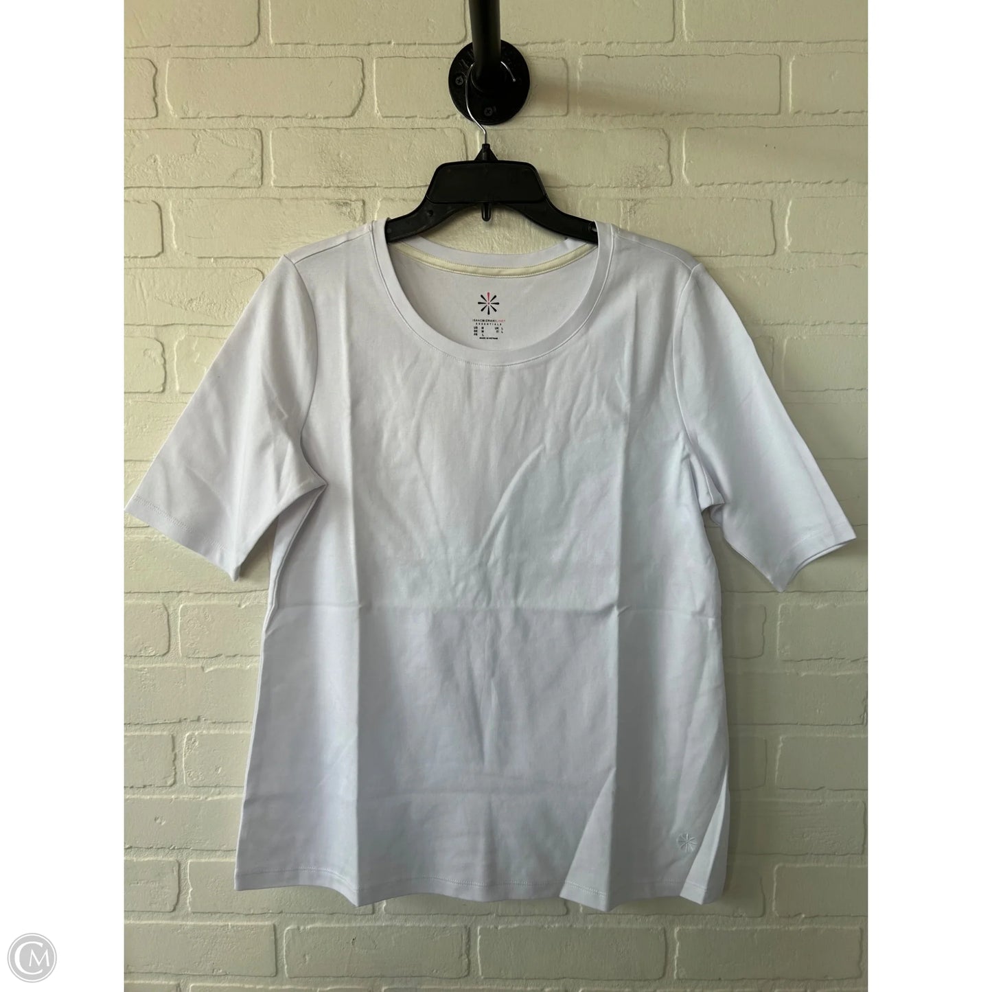 Top Short Sleeve Basic By Isaac Mizrahi Live Qvc In White, Size: M