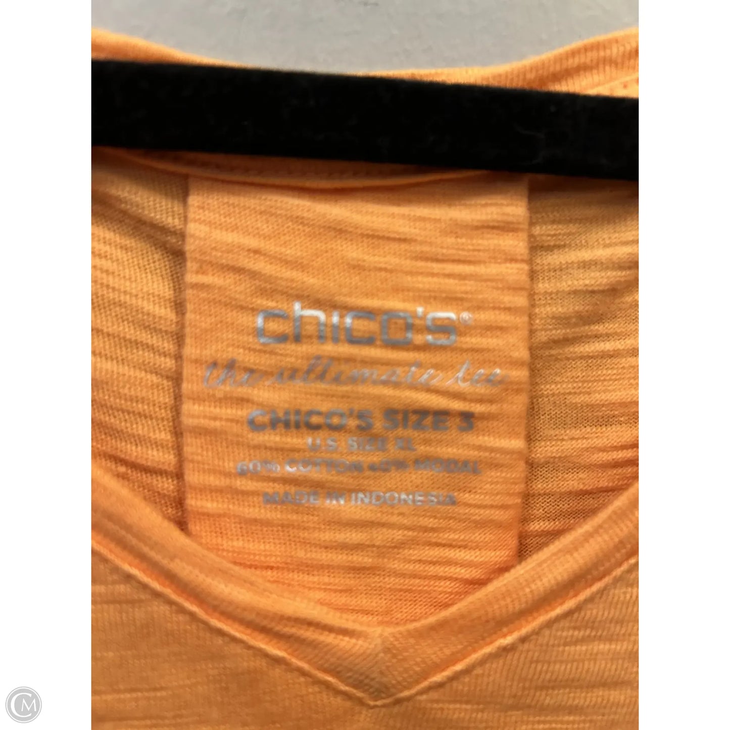 Top Short Sleeve By Chicos In Orange, Size: Xl