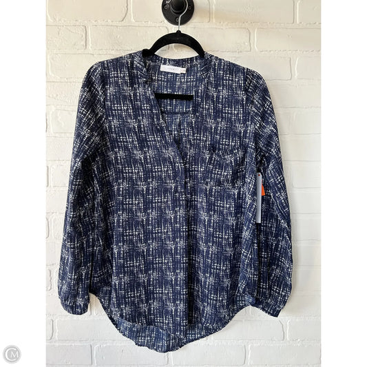 Top Long Sleeve By Lush In Blue & White, Size: S