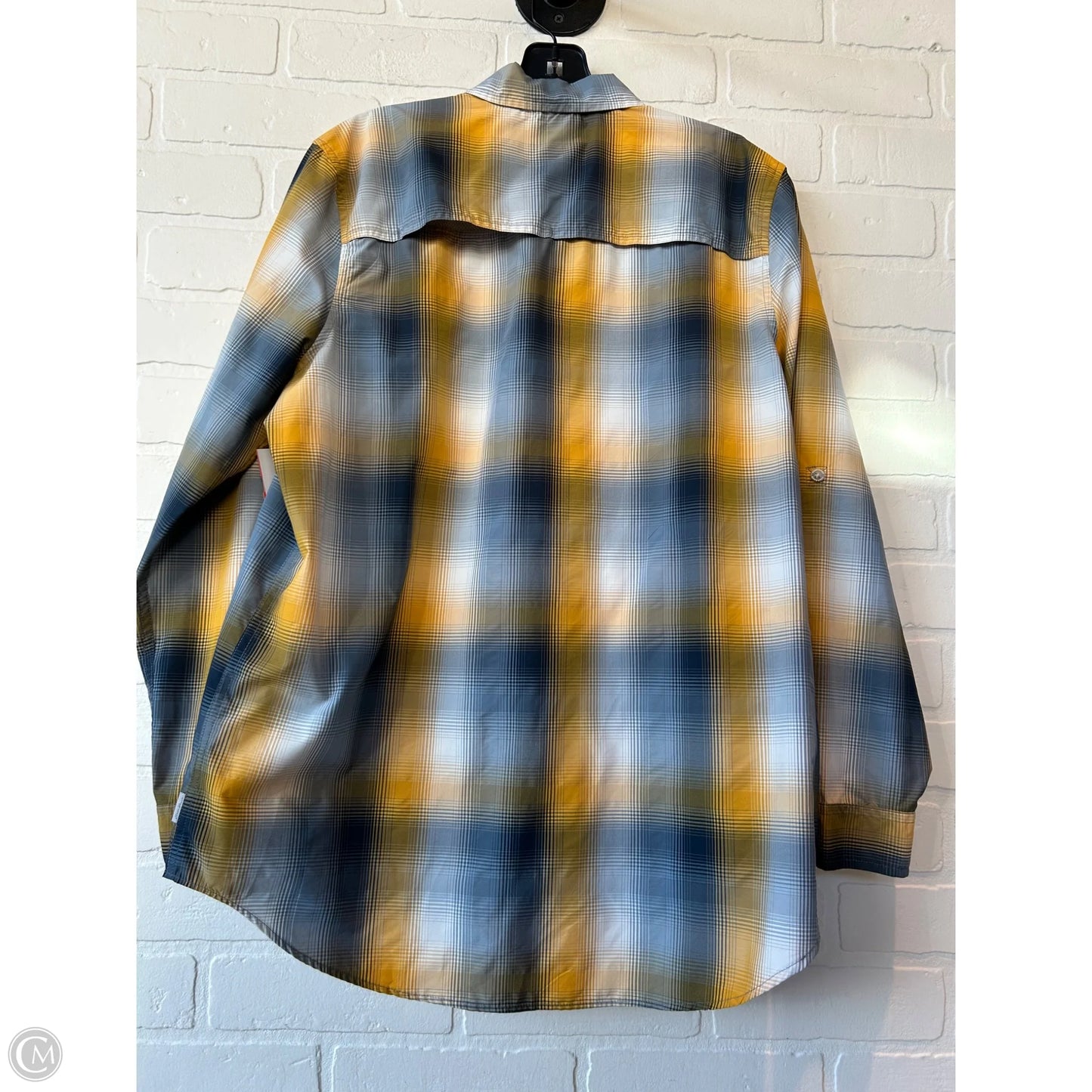 Top Long Sleeve By Eddie Bauer In Blue & Yellow, Size: M