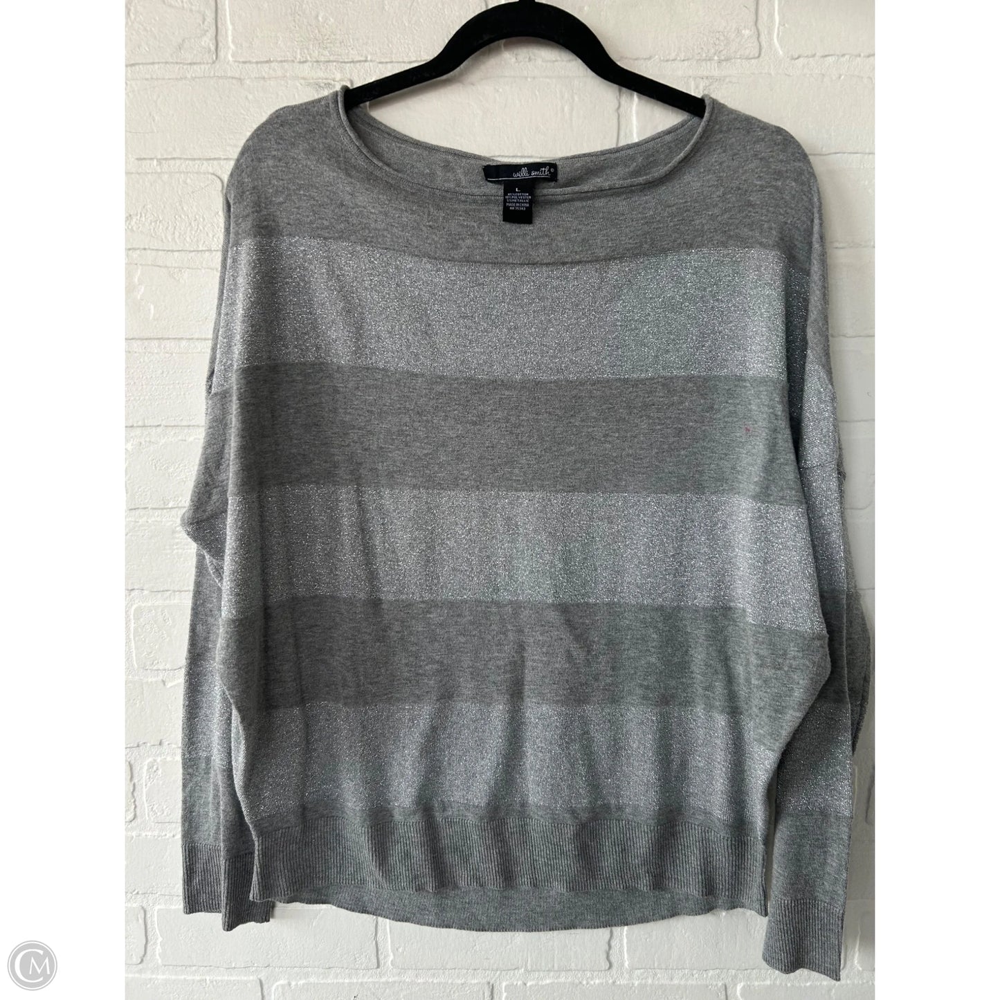 Sweater By Willi Smith In Grey & Silver, Size: L