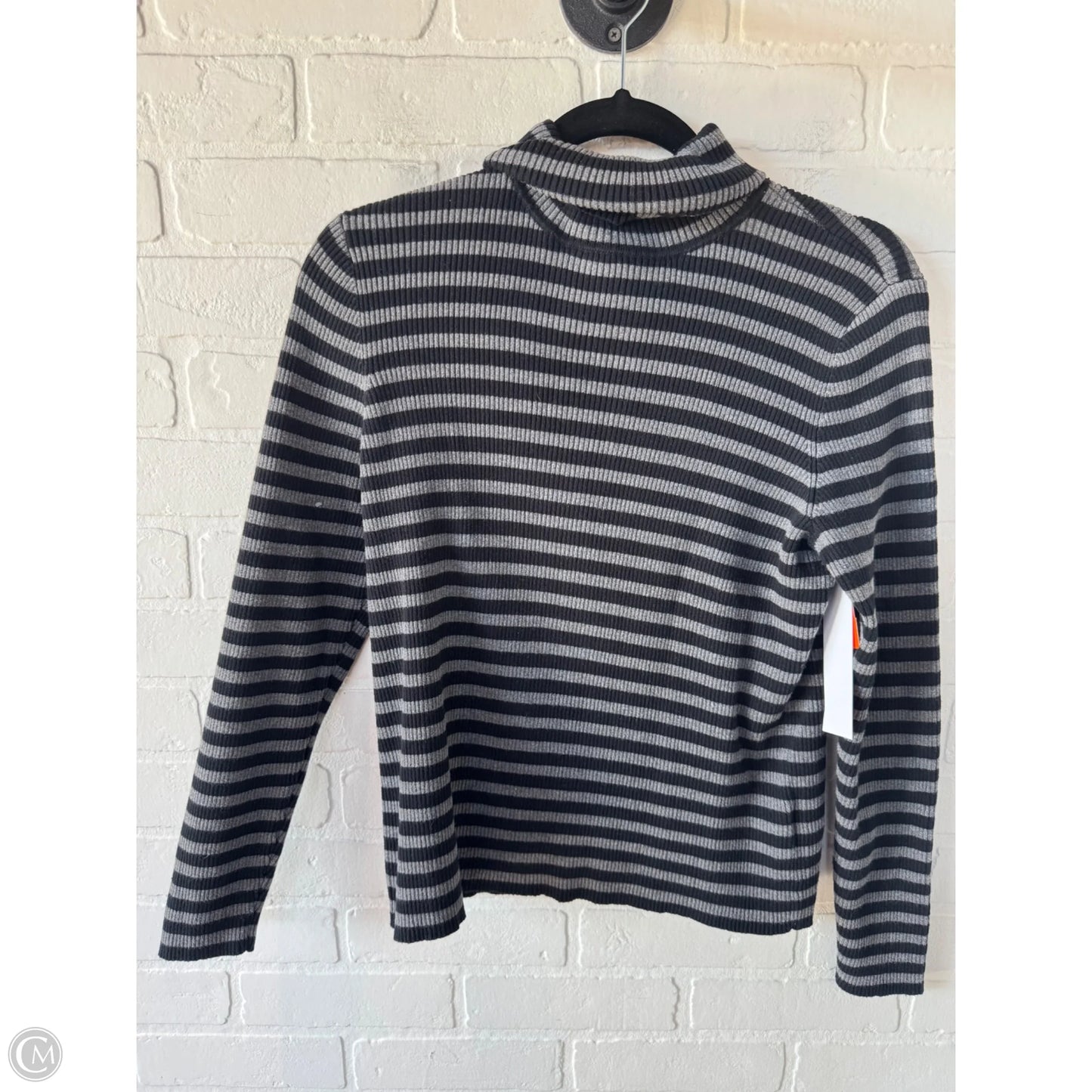 Top Long Sleeve By Lauren By Ralph Lauren In Black & Grey, Size: L