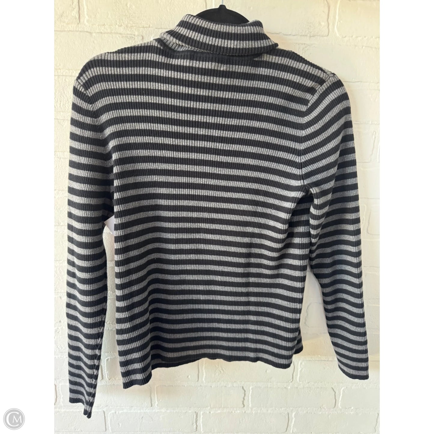 Top Long Sleeve By Lauren By Ralph Lauren In Black & Grey, Size: L