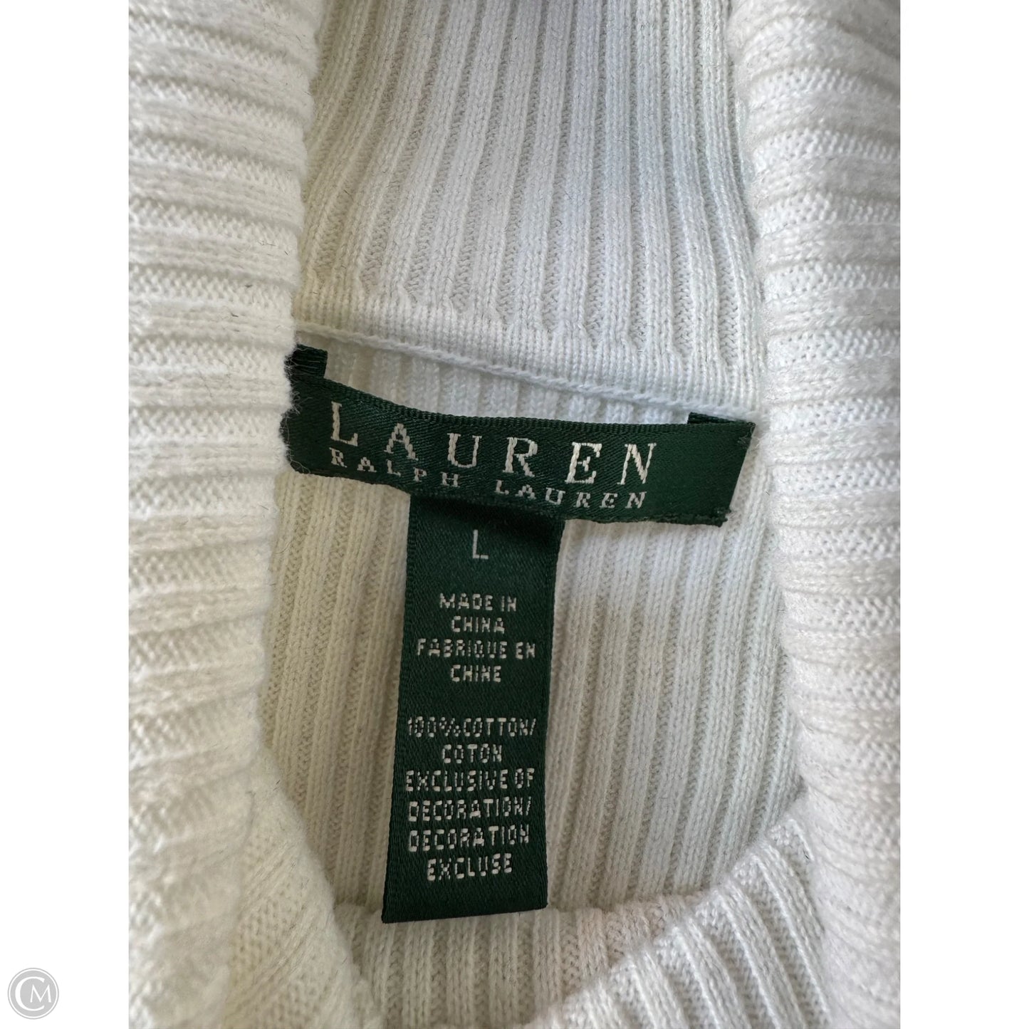 Top Long Sleeve By Lauren By Ralph Lauren In Black & White, Size: L