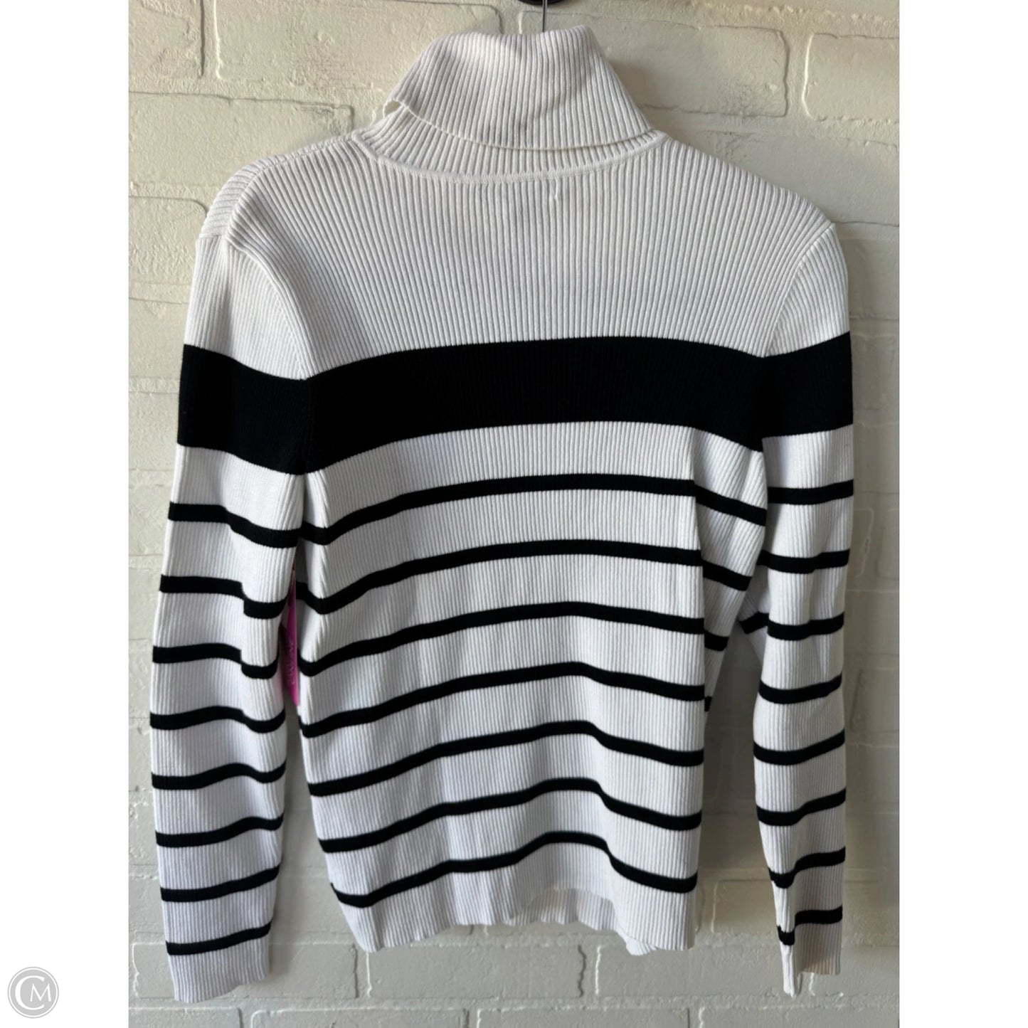 Top Long Sleeve By Lauren By Ralph Lauren In Black & White, Size: L