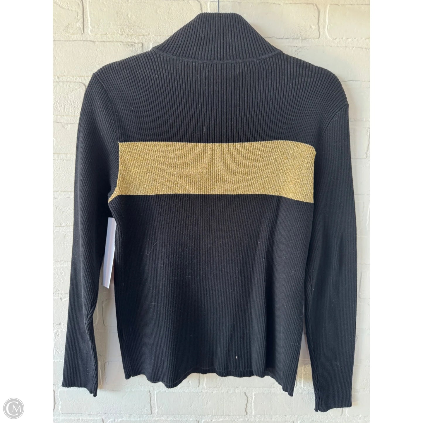 Top Long Sleeve By Lauren By Ralph Lauren In Black & Gold, Size: L