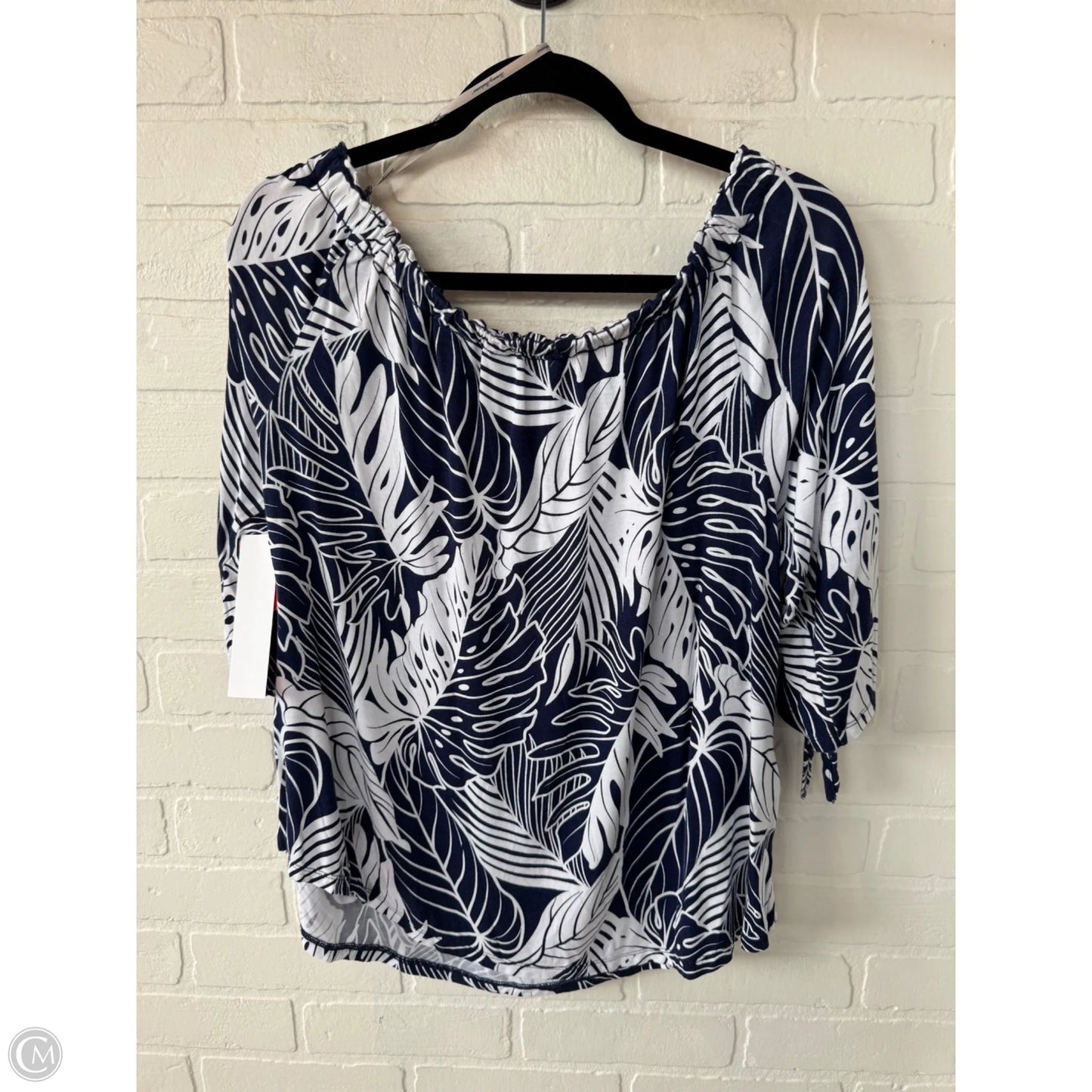 Top 3/4 Sleeve By Tommy Bahama In Blue & White, Size: M