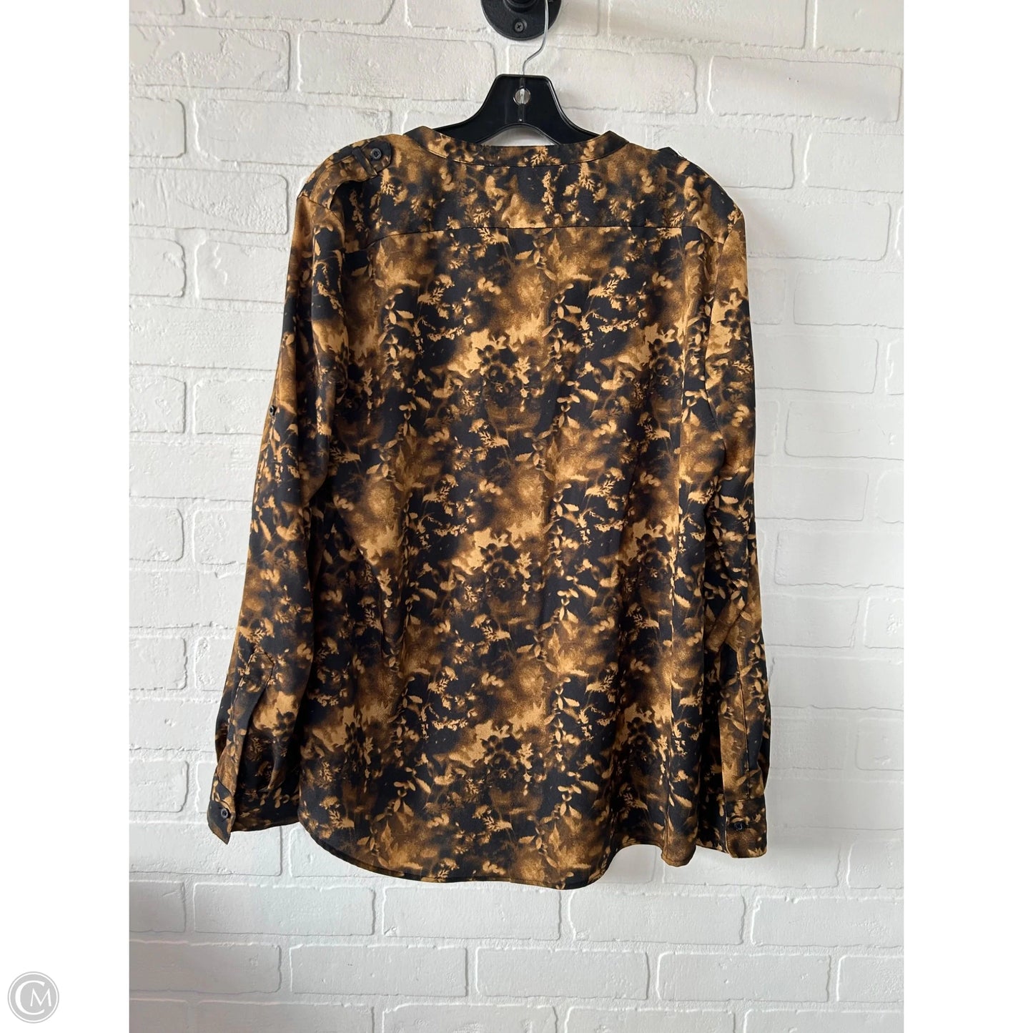 Top Long Sleeve By Calvin Klein In Black & Gold, Size: Xl