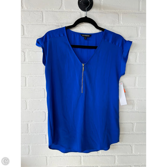 Top Short Sleeve By Express In Blue & Gold, Size: S