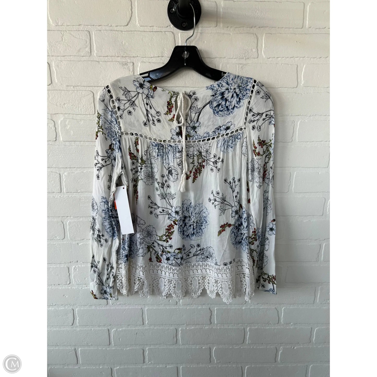 Top Long Sleeve By Maeve In Blue & White, Size: Xs