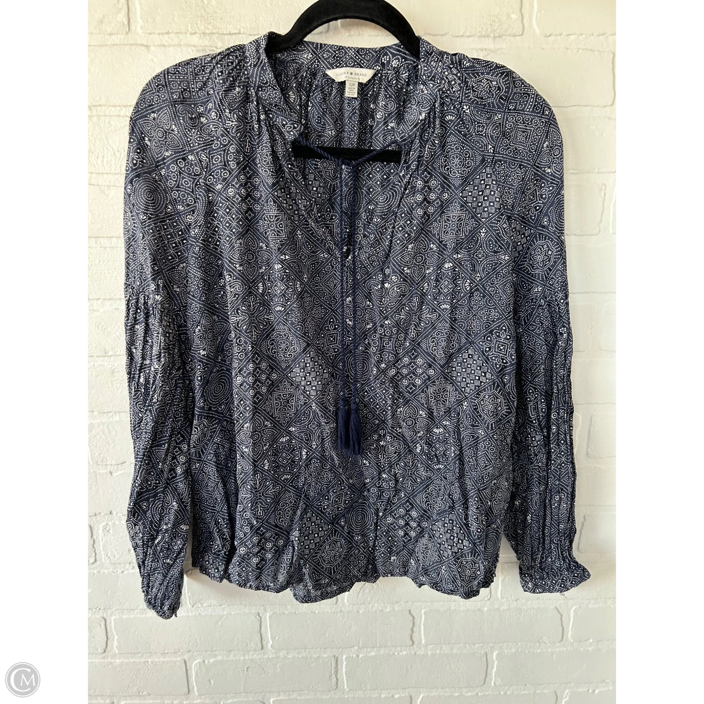 Top Long Sleeve By Lucky Brand In Blue & White, Size: S