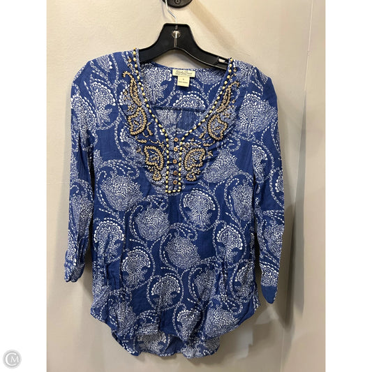 Top Long Sleeve By Lucky Brand In Blue & White, Size: S