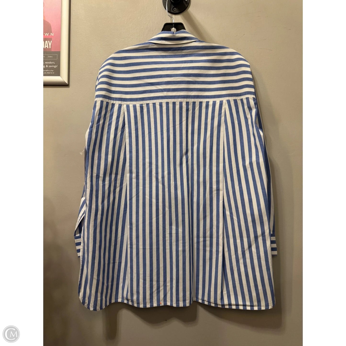 Top Long Sleeve By Madewell In Blue & White, Size: Xxs