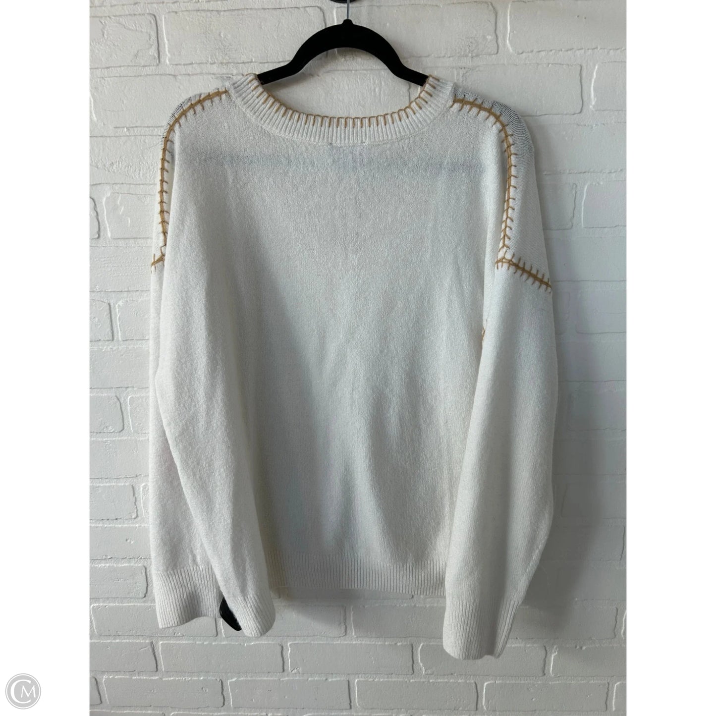 Sweater By Cece In Tan & White, Size: Xl