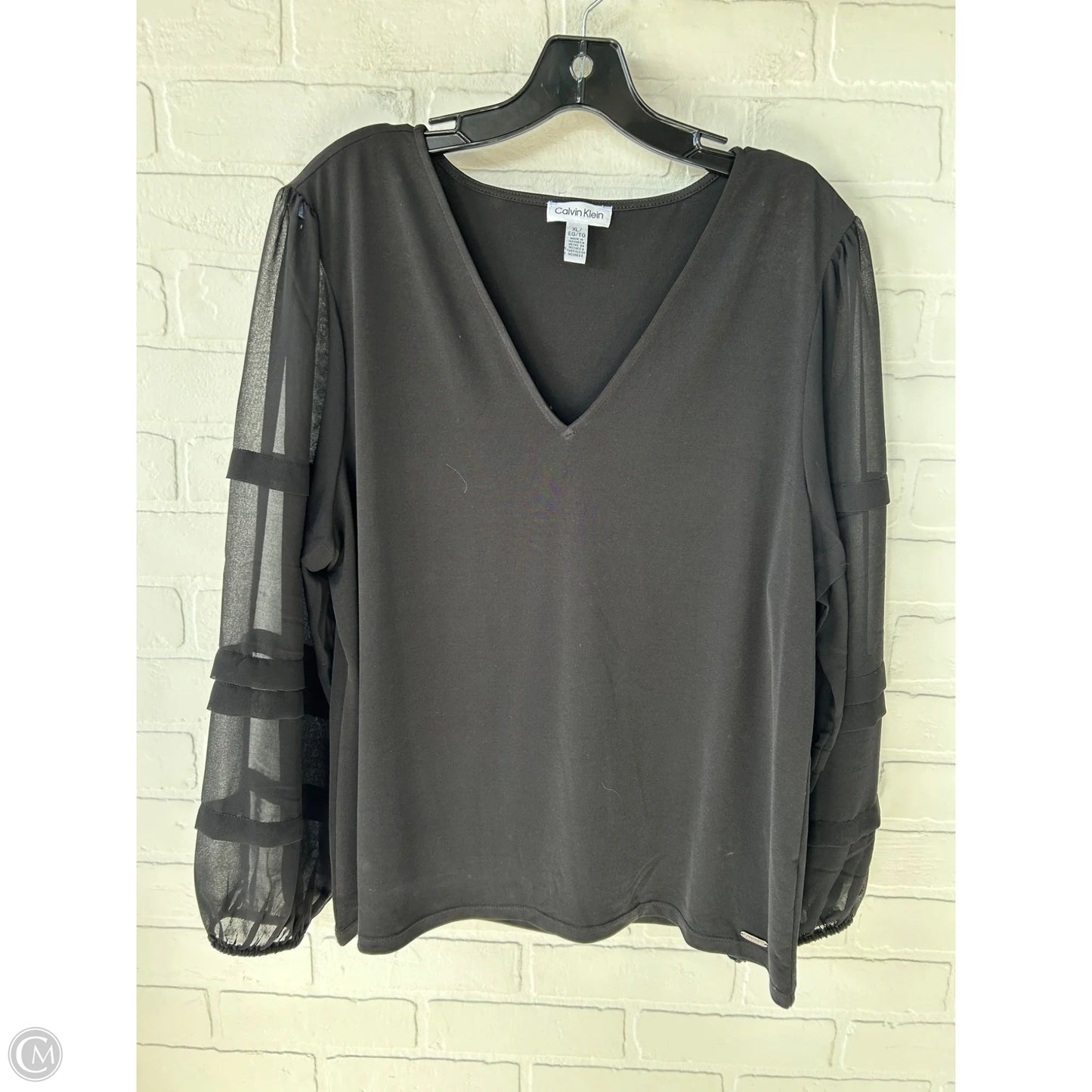 Top Long Sleeve By Calvin Klein In Black, Size: Xl