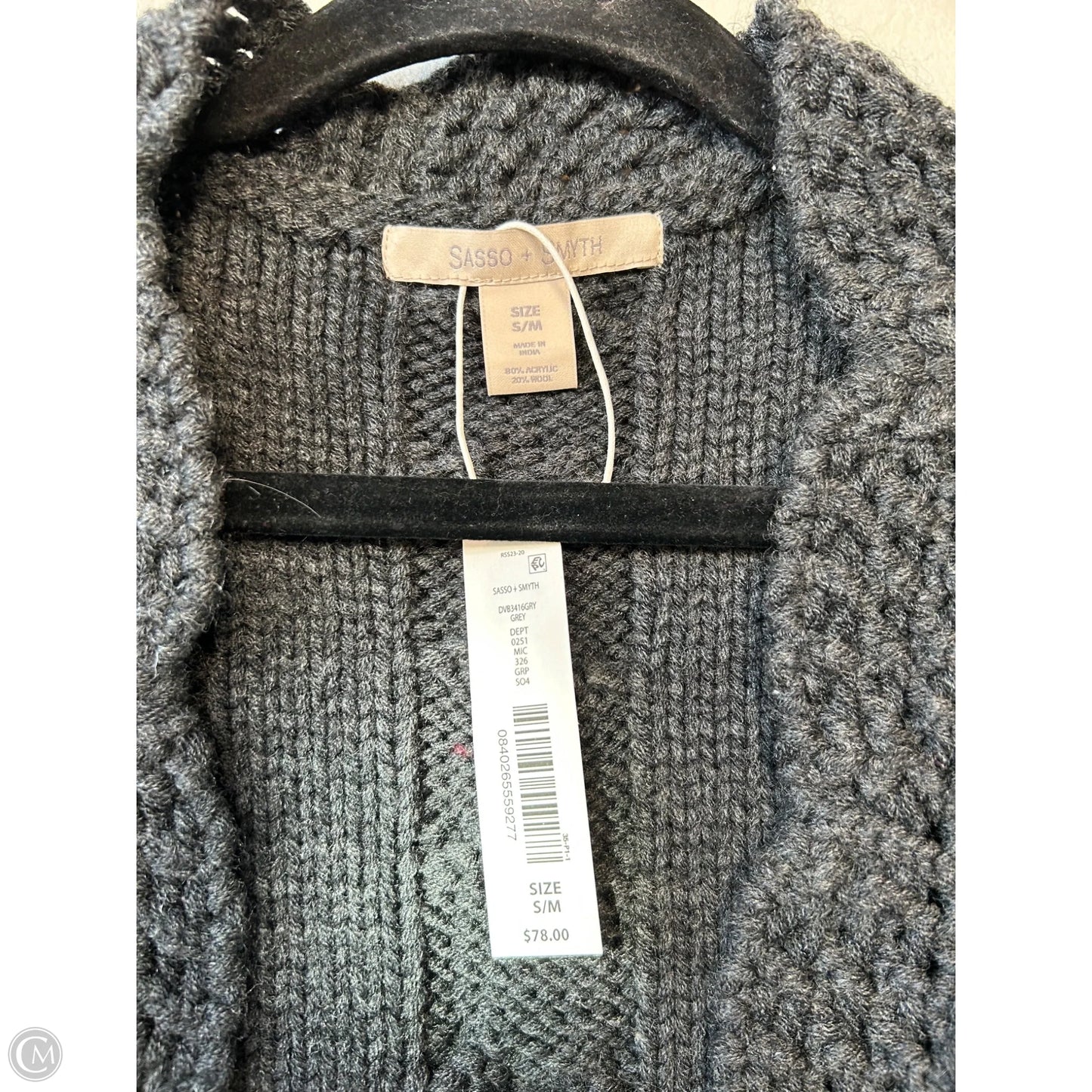 Vest Sweater By SASSO AND SMYTH In Grey, Size: S