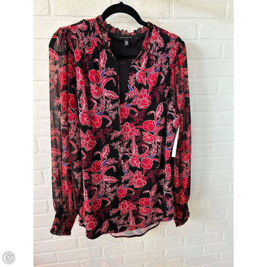 Top Long Sleeve By White House Black Market In Black & Red, Size: L