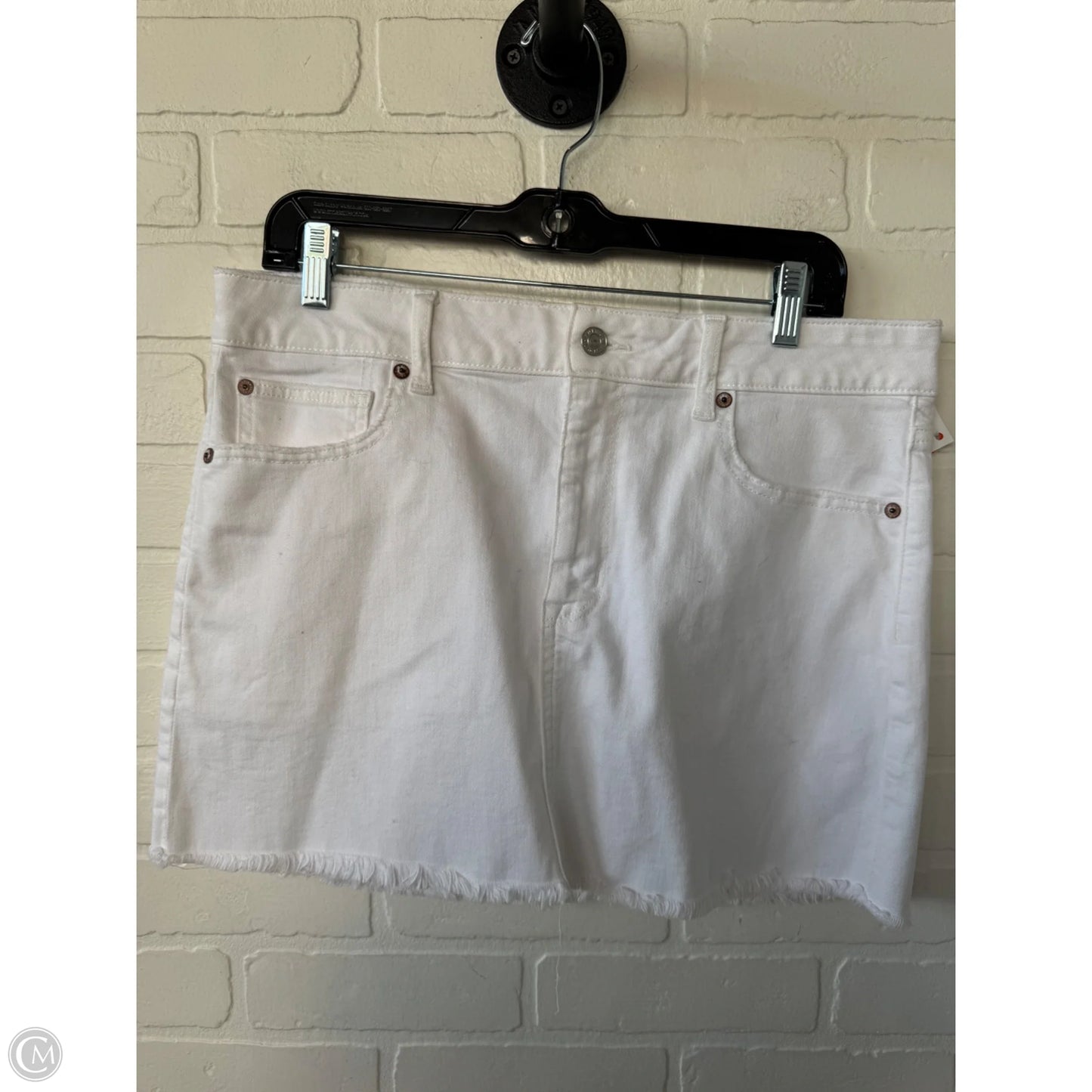 Skirt Mini & Short By American Eagle In White Denim, Size: 12