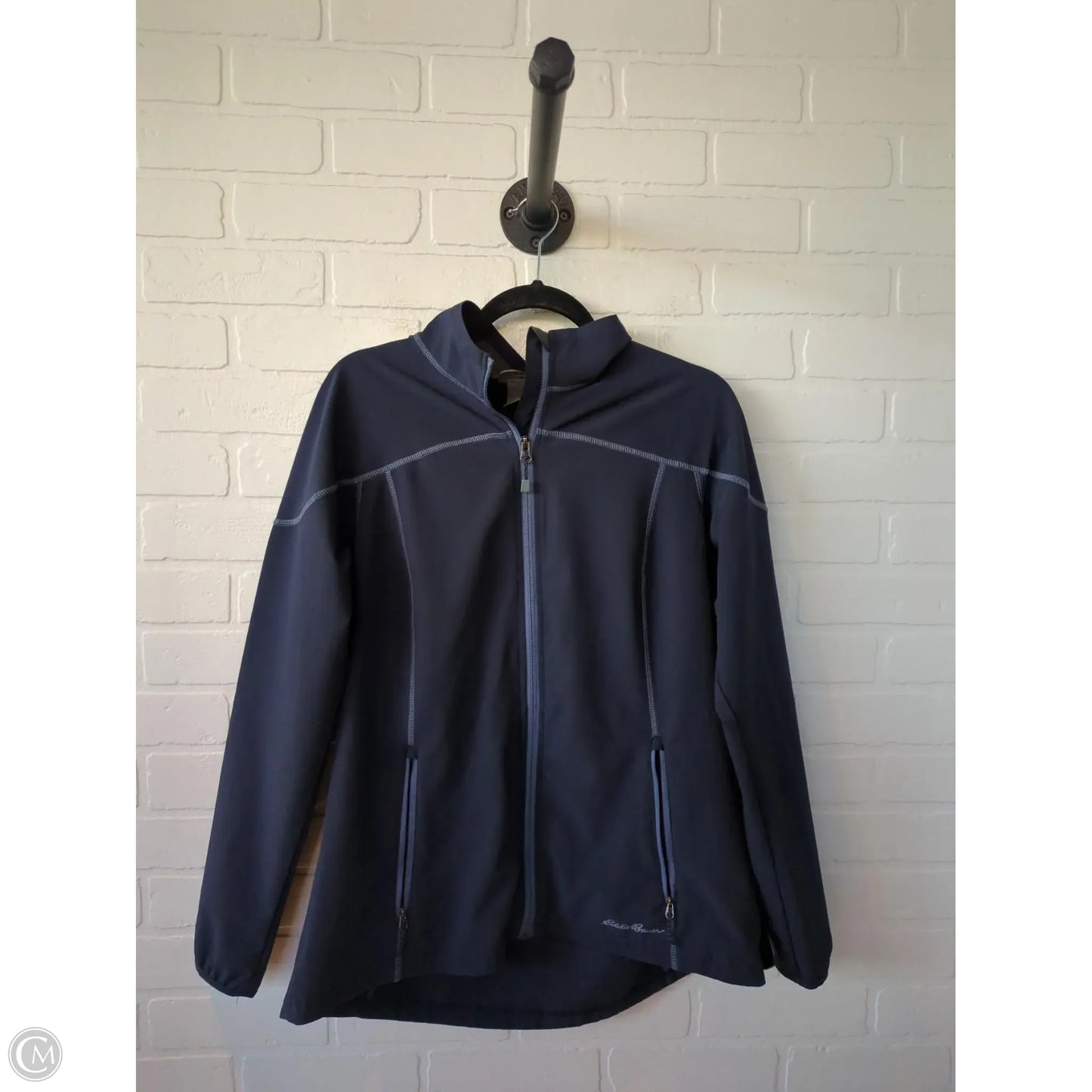 Jacket Windbreaker By Eddie Bauer In Blue, Size: L