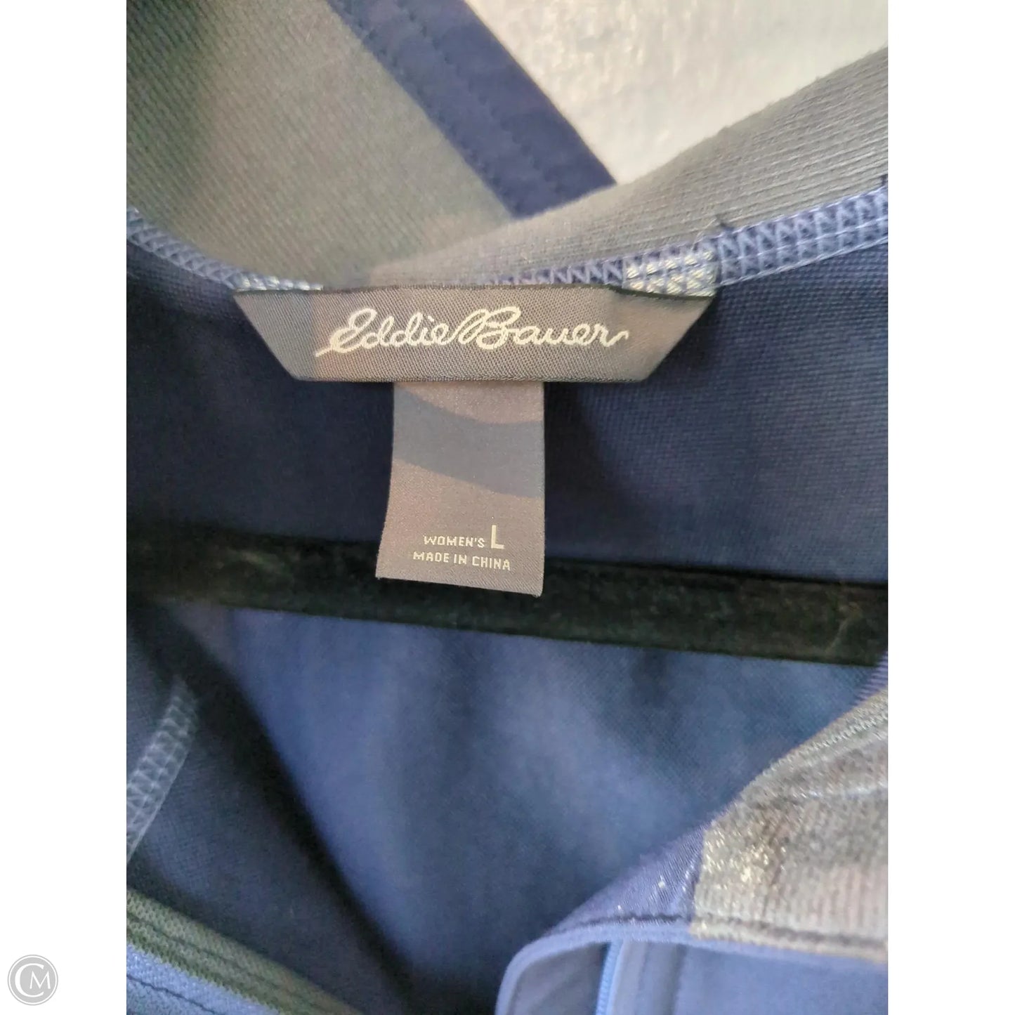 Jacket Windbreaker By Eddie Bauer In Blue, Size: L