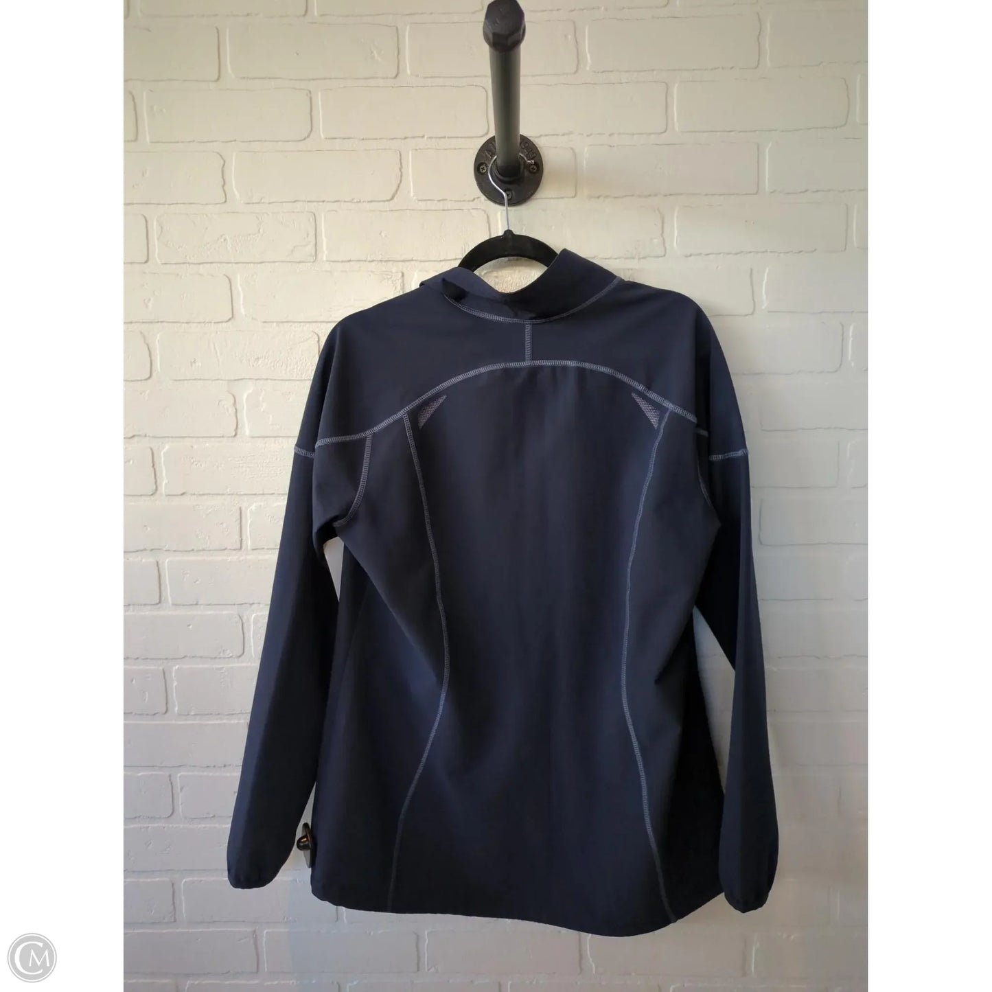 Jacket Windbreaker By Eddie Bauer In Blue, Size: L