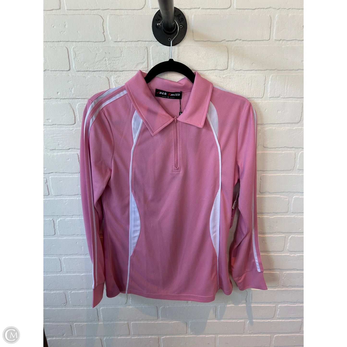 Athletic Top Long Sleeve Collar By JACK SMITH In Pink & White, Size: S NEW!