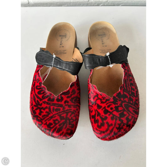 Shoes Flats By Think In Black & Red, Size: 10.5
