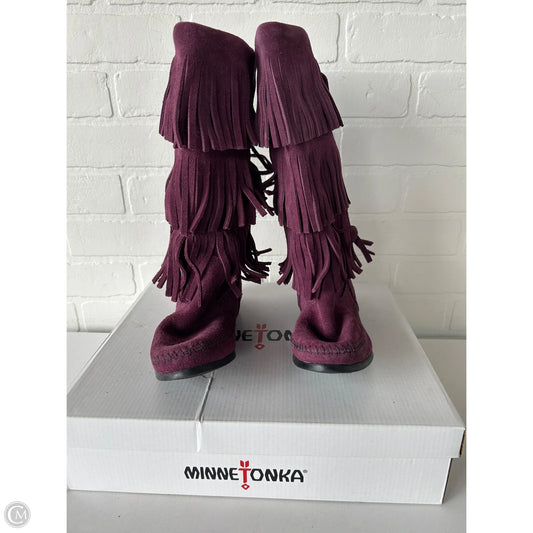 Boots Mid-calf Heels By Minnetonka In Purple, Size: 7