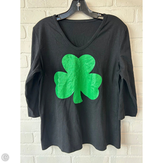 Top 3/4 Sleeve Basic By Cme In Black & Green, Size: M