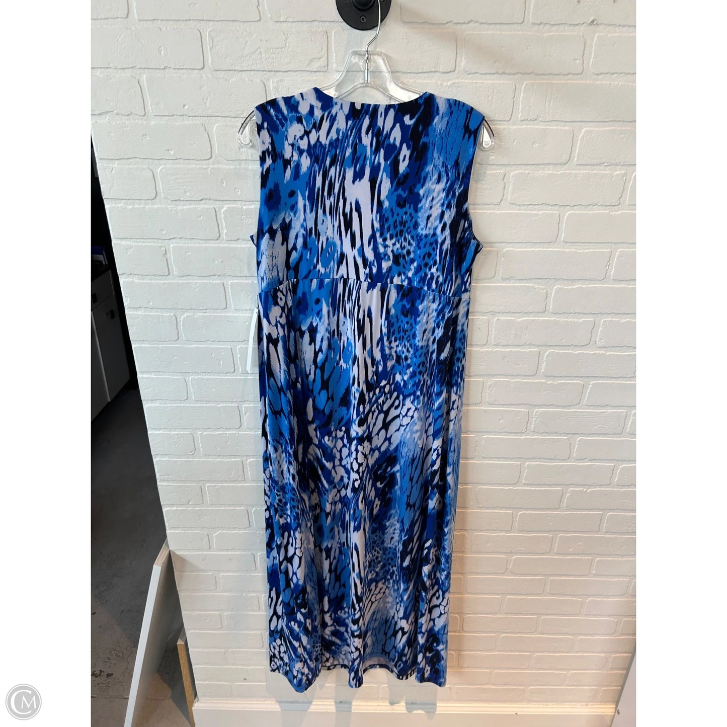 Dress Casual Maxi By Chicos In Blue & White, Size: L