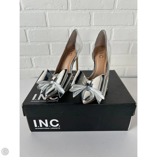 Sandals Heels Stiletto By Inc In Silver, Size: 5
