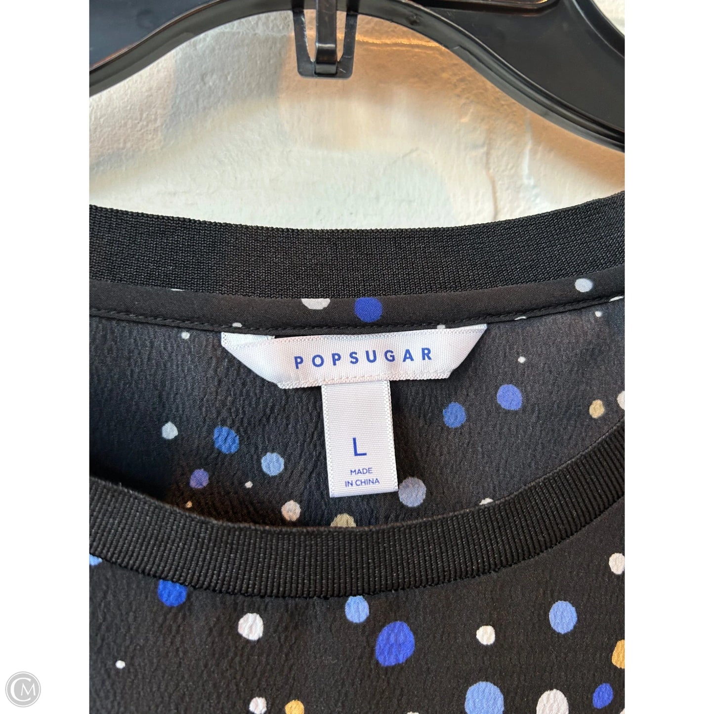 Top Long Sleeve By POP SUGAR In Black & Blue, Size: L