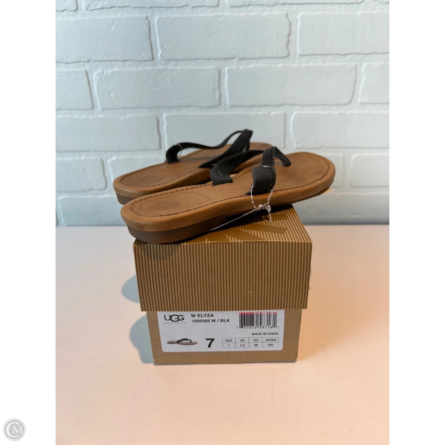 Sandals Designer By Ugg In Black & Tan, Size: 7