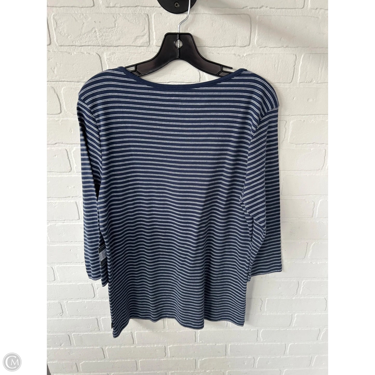 Top 3/4 Sleeve By Eddie Bauer In Blue & White, Size: Xl