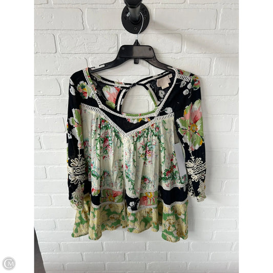 Top Long Sleeve By Anthropologie In Black & Cream, Size: M